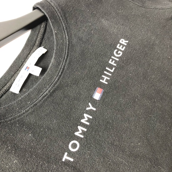 TOMMY HILFIGER black cotton cropped shirt S/P EUC - Picture 3 of 6